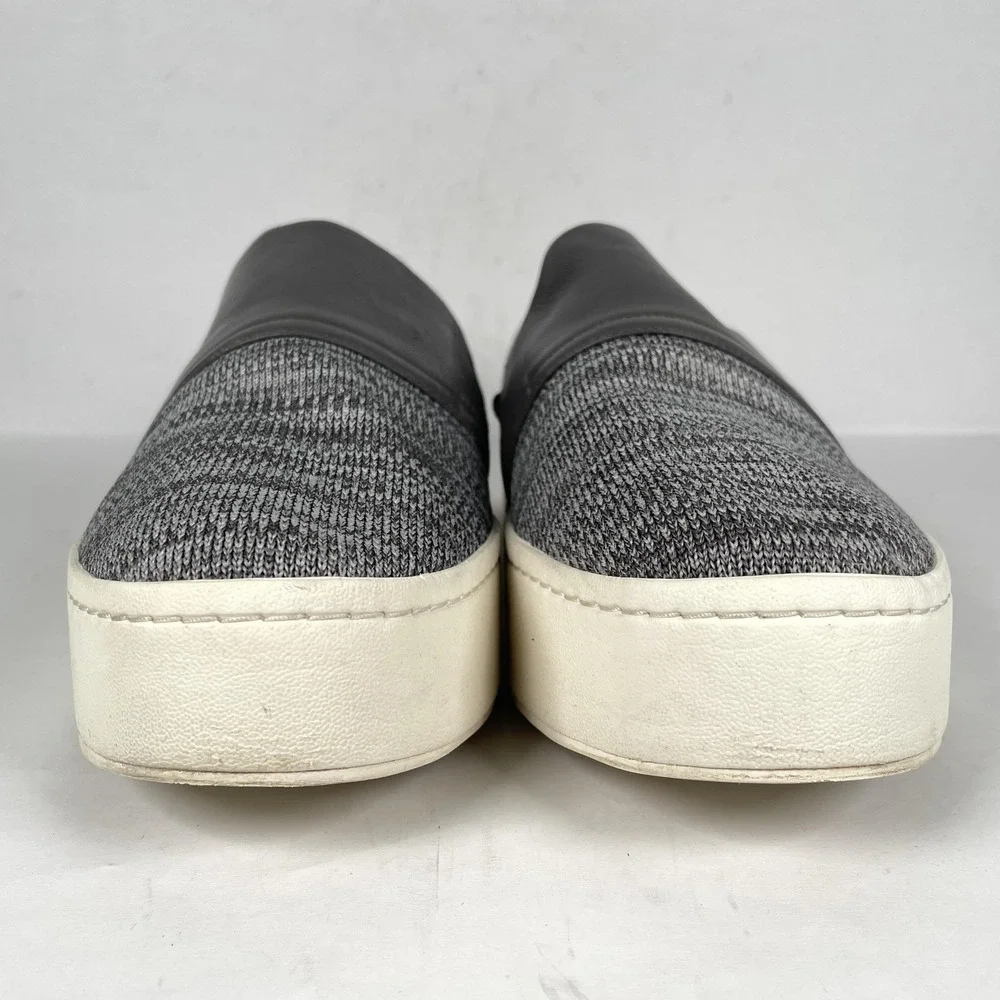 Vince Blair Shoes Womens Size 9.5 Gray Knit Leather Slip On Platform Sneakers